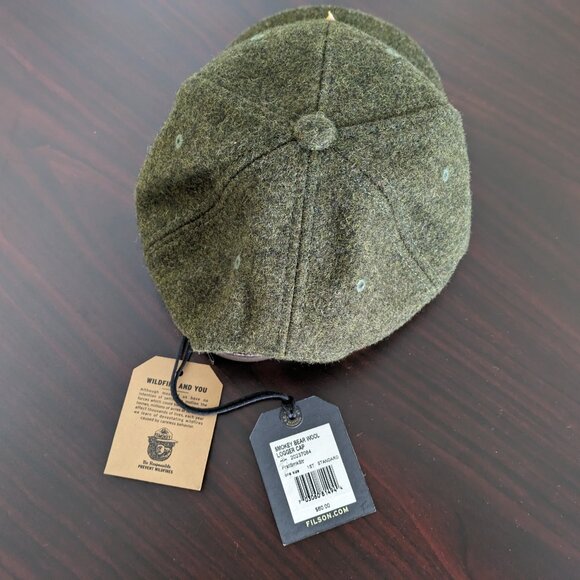 NWT FILSON SMOKEY BEAR LOGGER CAP HAT MACKINAW WOOL FOREST GREEN - Picture 3 of 5